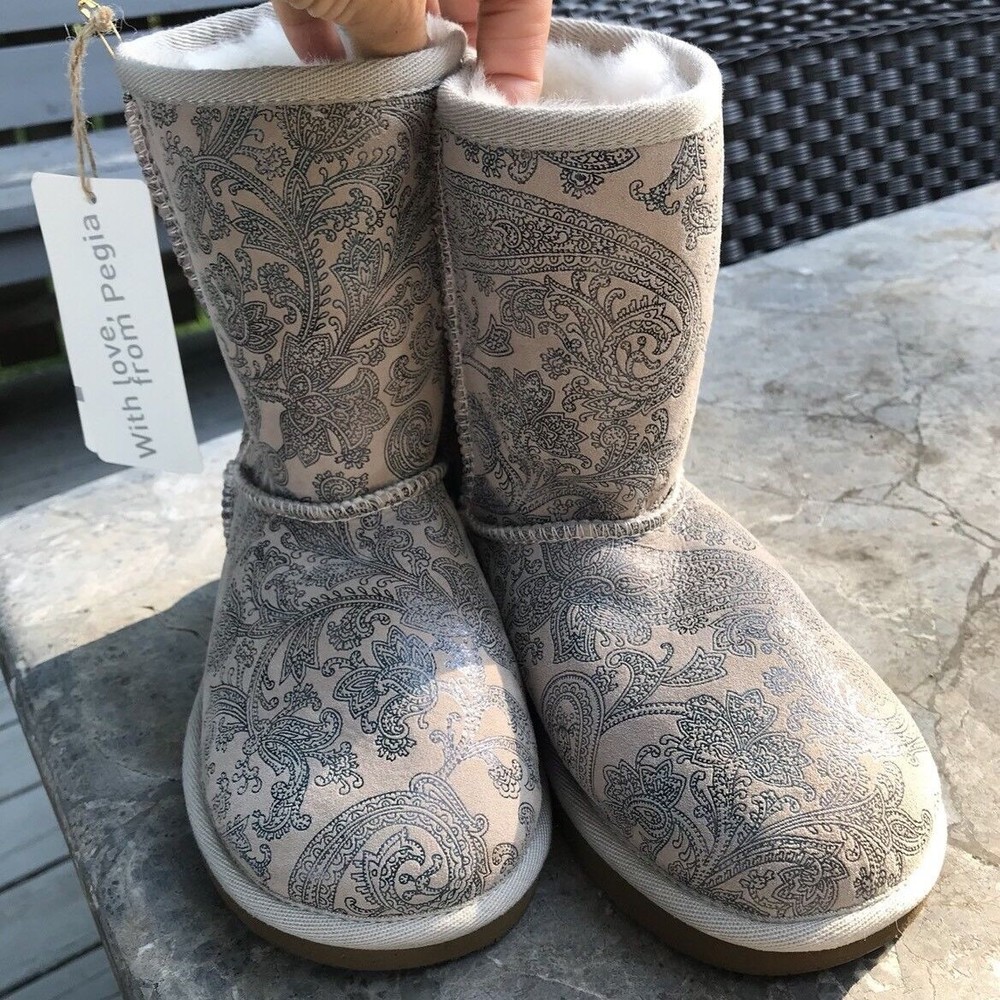 New Pegia Big Girls Sheepskin Leather Suede Boots 33 Us 3 Shoes Wool Fur